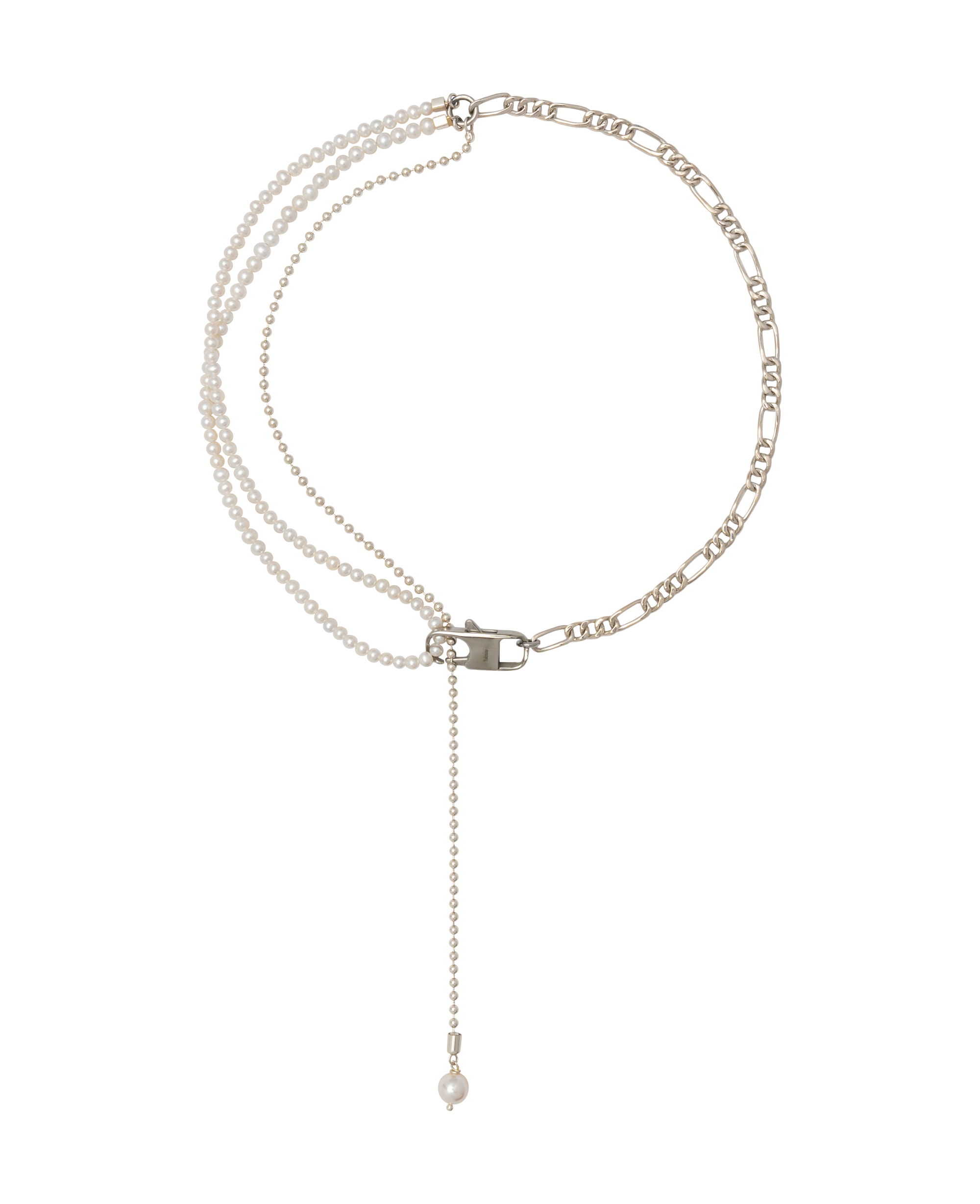 Tokyo Eleganza Pearls Necklace featuring Japanese freshwater and Akoya pearls with sterling silver chain.