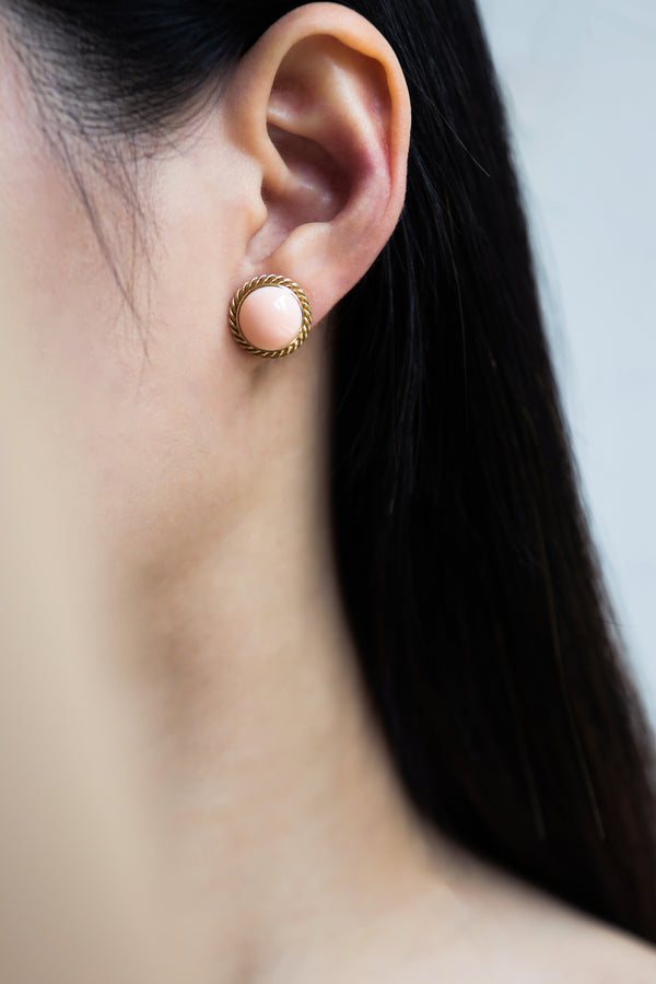 Angel's Skin Coral Ear Studs 18k