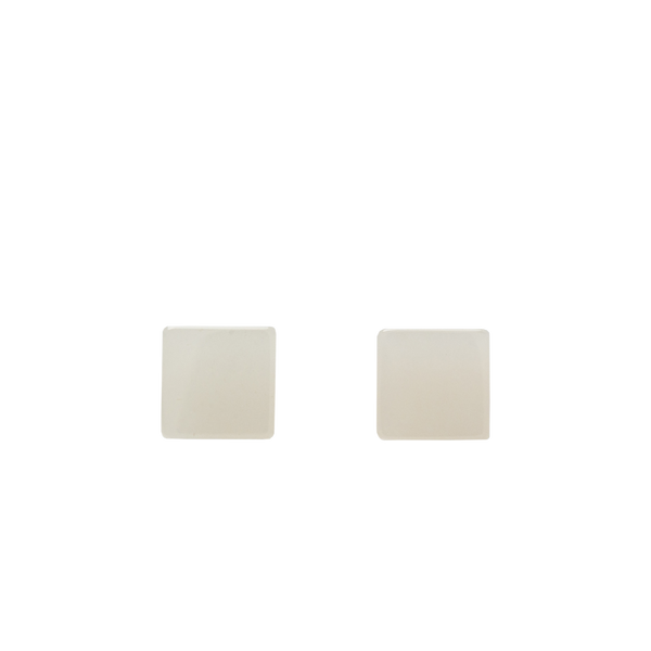 White Jade Cube Ear Studs 18k