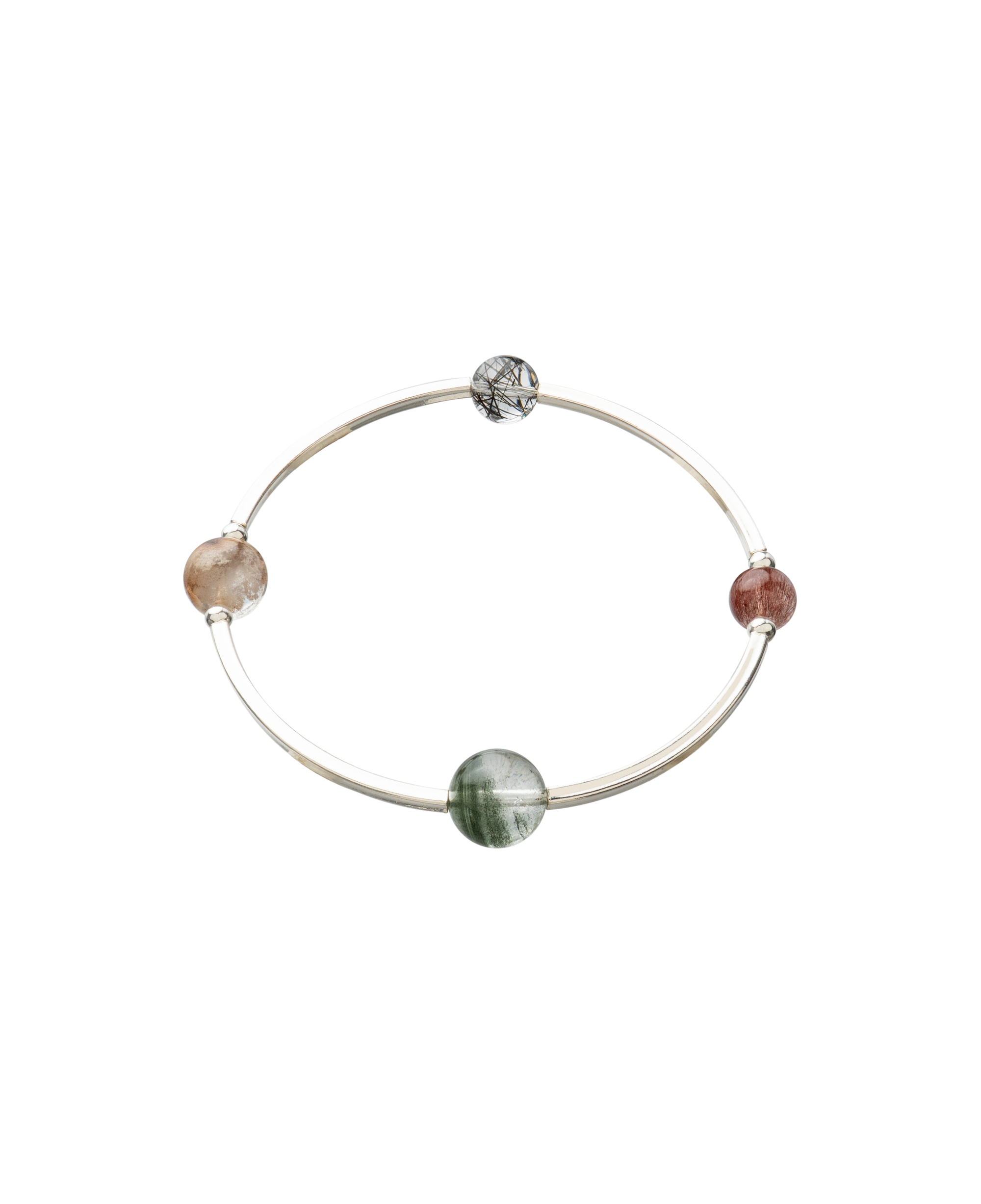 4Play Bangle showcasing four vibrant gemstones encircled by sterling silver for a timeless and playful design.