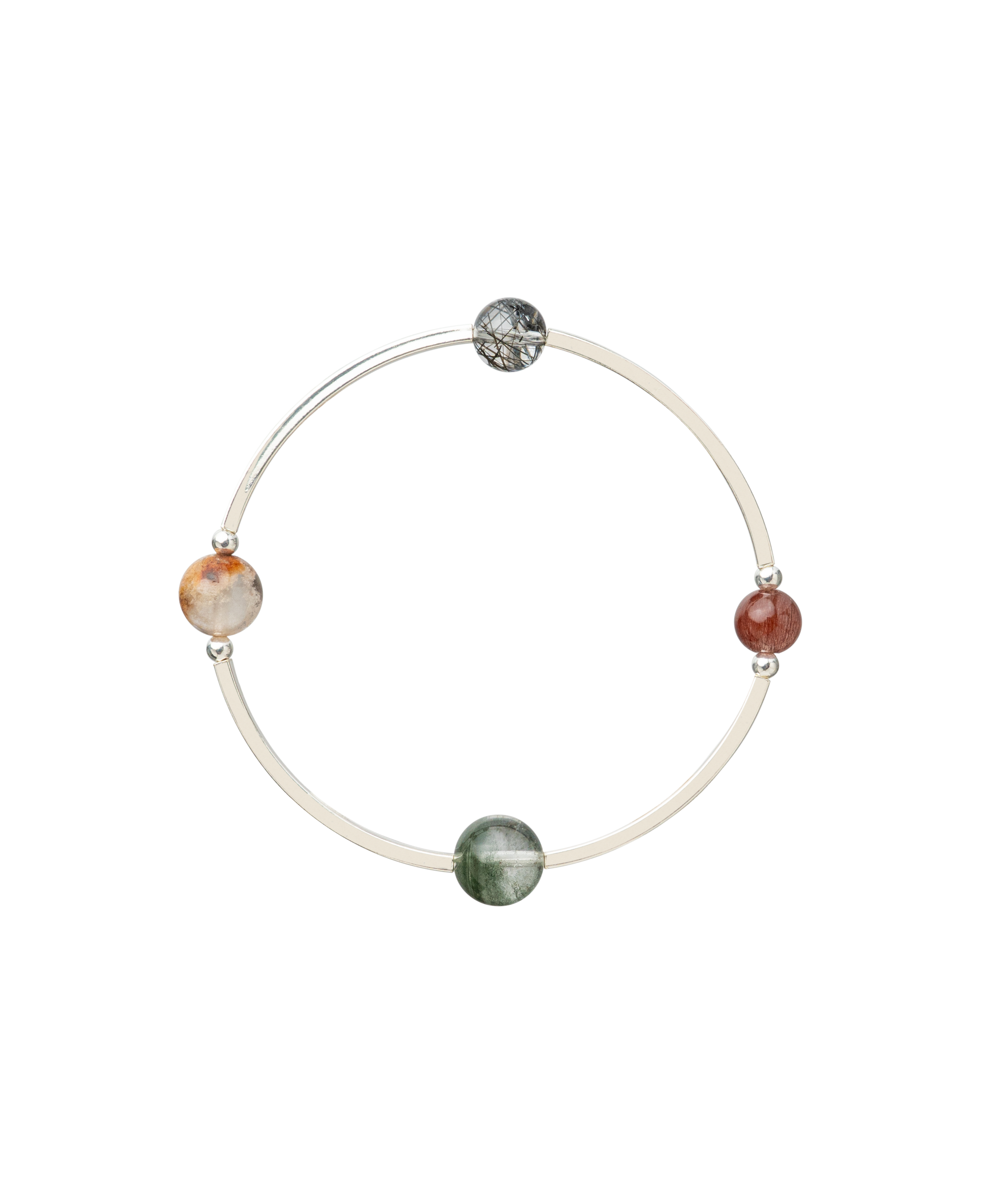 4Play Bangle featuring four luminous gemstones set in sterling silver, showcasing unique natural beauty.