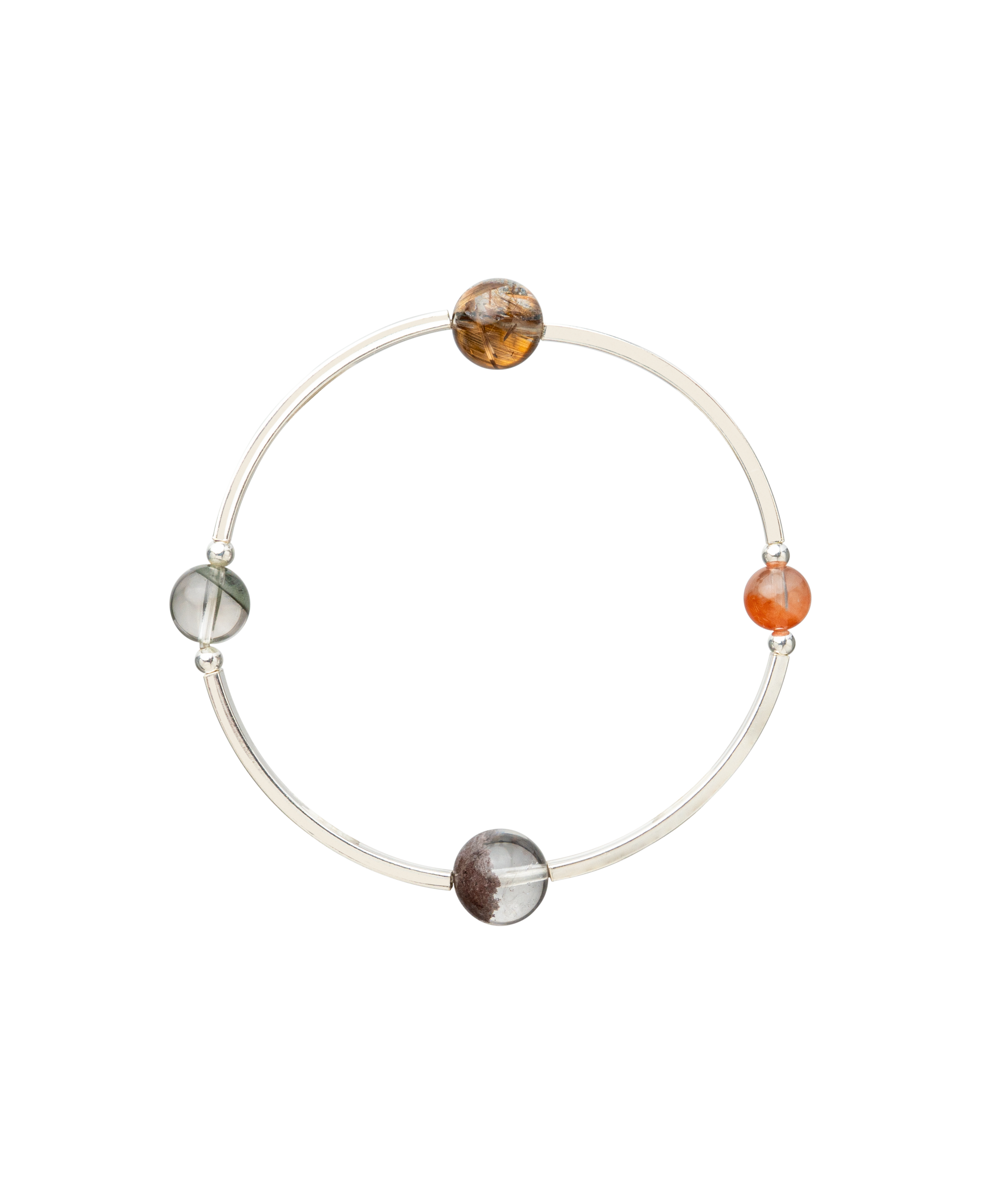 4Play Bangle featuring four luminous gemstones set in sterling silver, showcasing unique rutile designs.