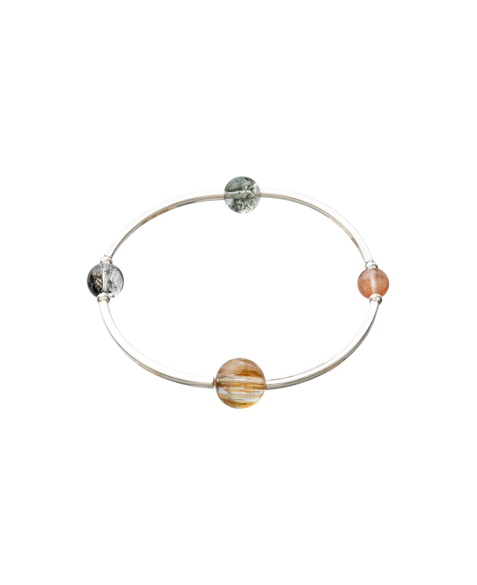 4Play Bangle showcasing luminous gemstones encircled in sterling silver, perfect blend of nature's beauty.