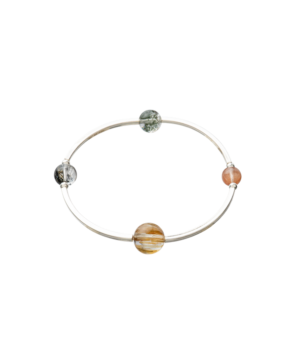 4Play Bangle showcasing luminous gemstones encircled in sterling silver, perfect blend of nature's beauty.