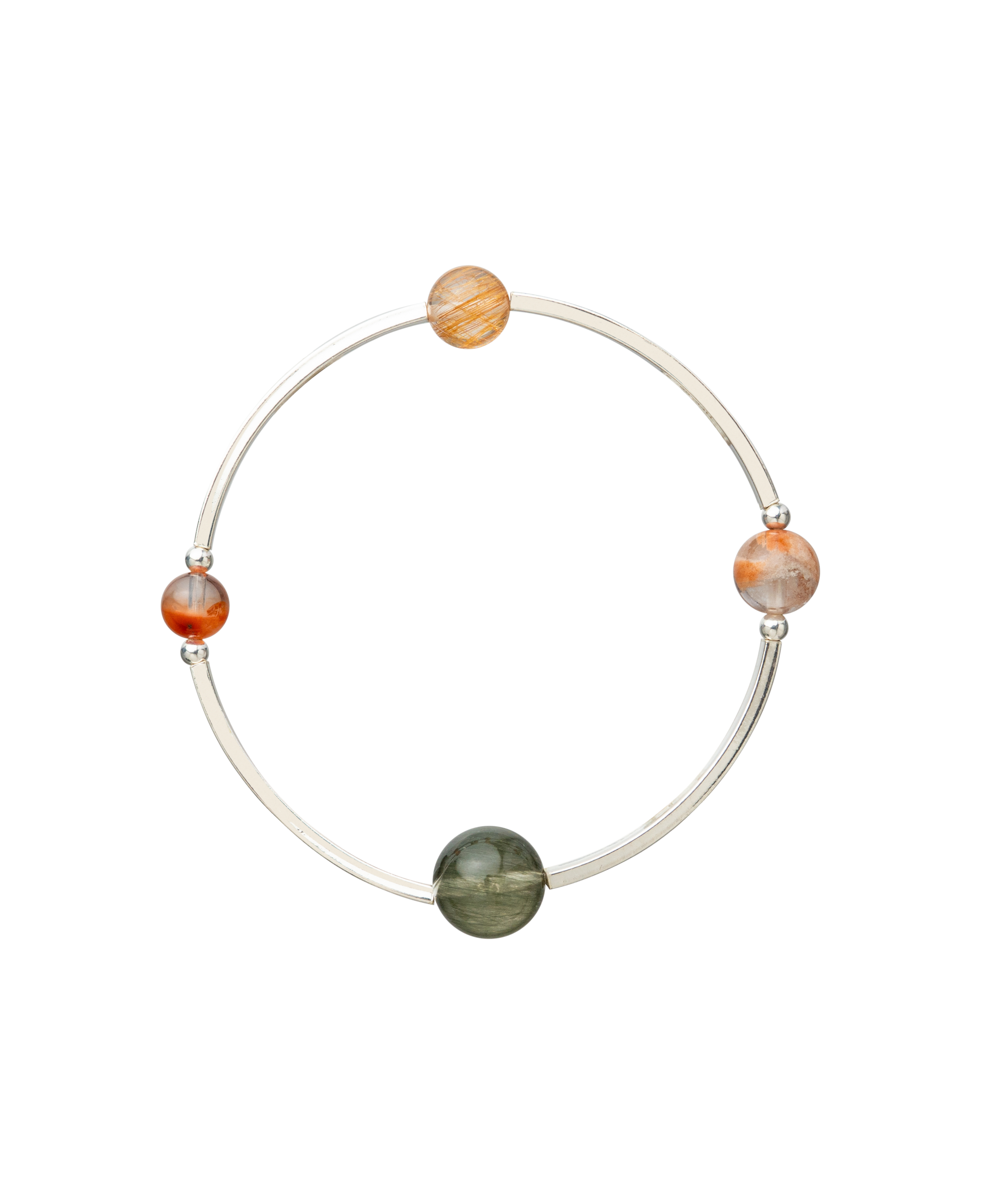 4Play Bangle featuring four gemstones in a sterling silver design, showcasing natural beauty and unique stories.