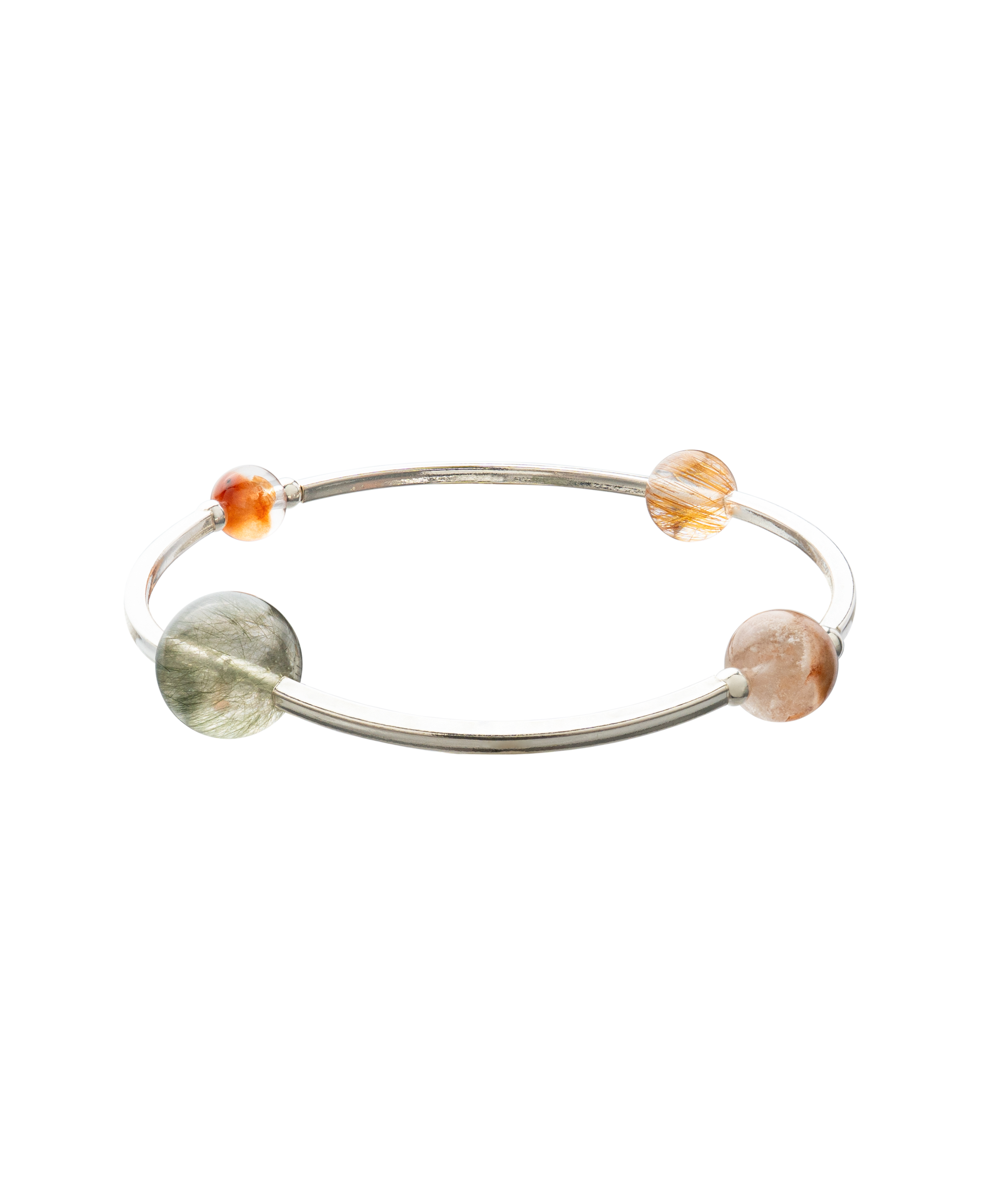 4Play Bangle featuring four luminous gemstones encircled by sterling silver for a stunning design.