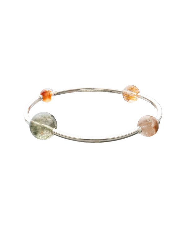 4Play Bangle featuring four luminous gemstones encircled by sterling silver for a stunning design.