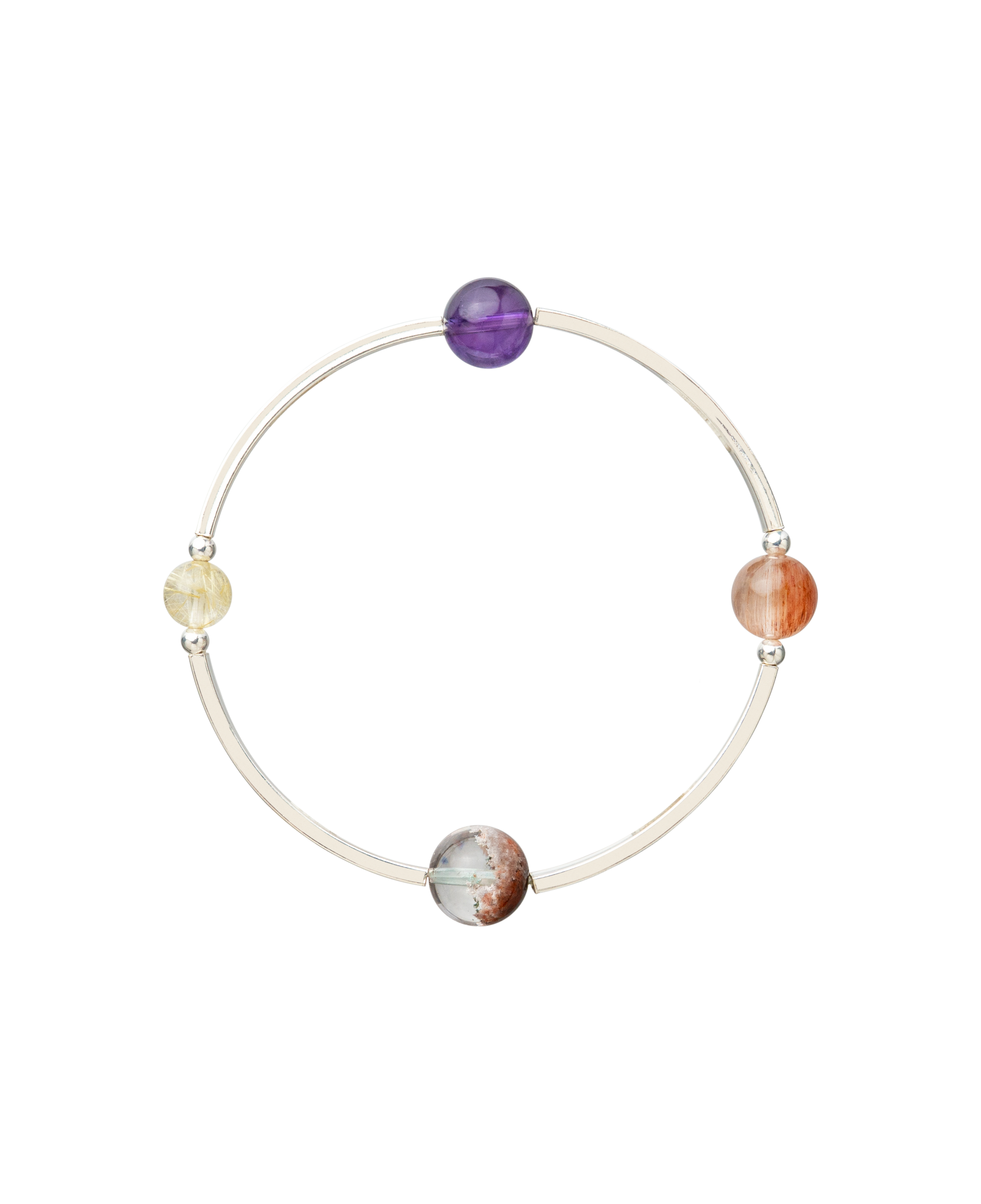 4Play Bangle featuring four colorful gemstones encircled by sterling silver, showcasing natural beauty and elegance.