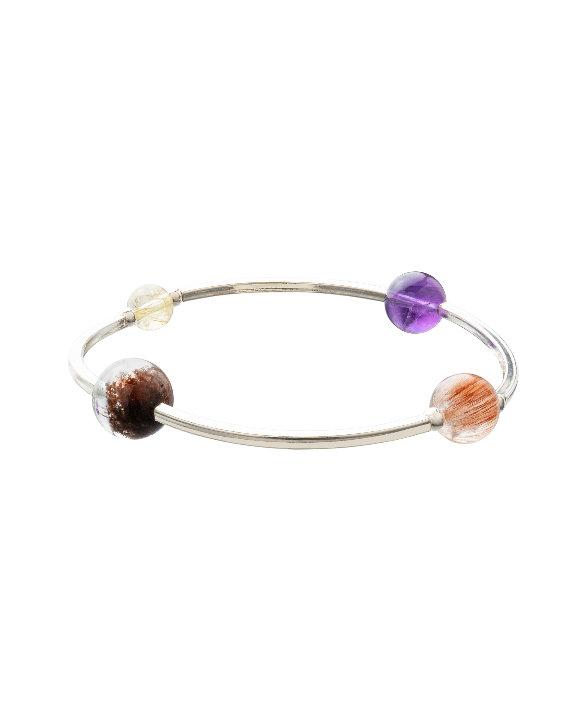 4Play Bangle featuring luminous gemstones encircled by sterling silver in a playful design.