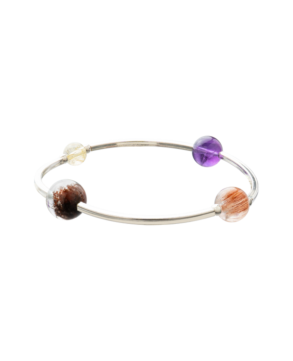 4Play Bangle featuring luminous gemstones encircled by sterling silver in a playful design.