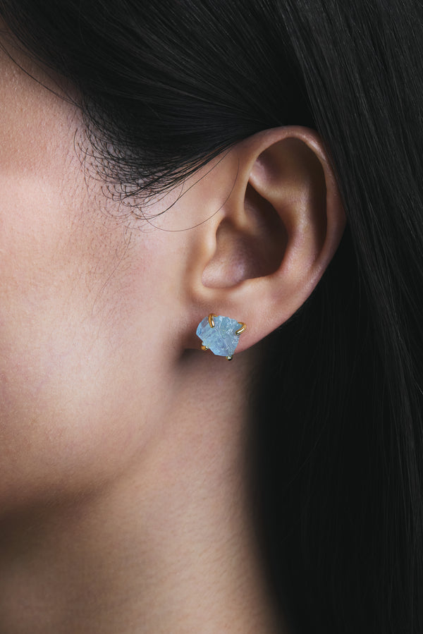 Aquamarine Raw Ear Studs