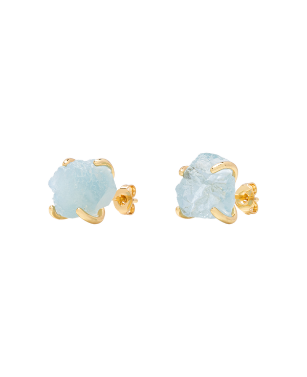 Aquamarine Raw Ear Studs