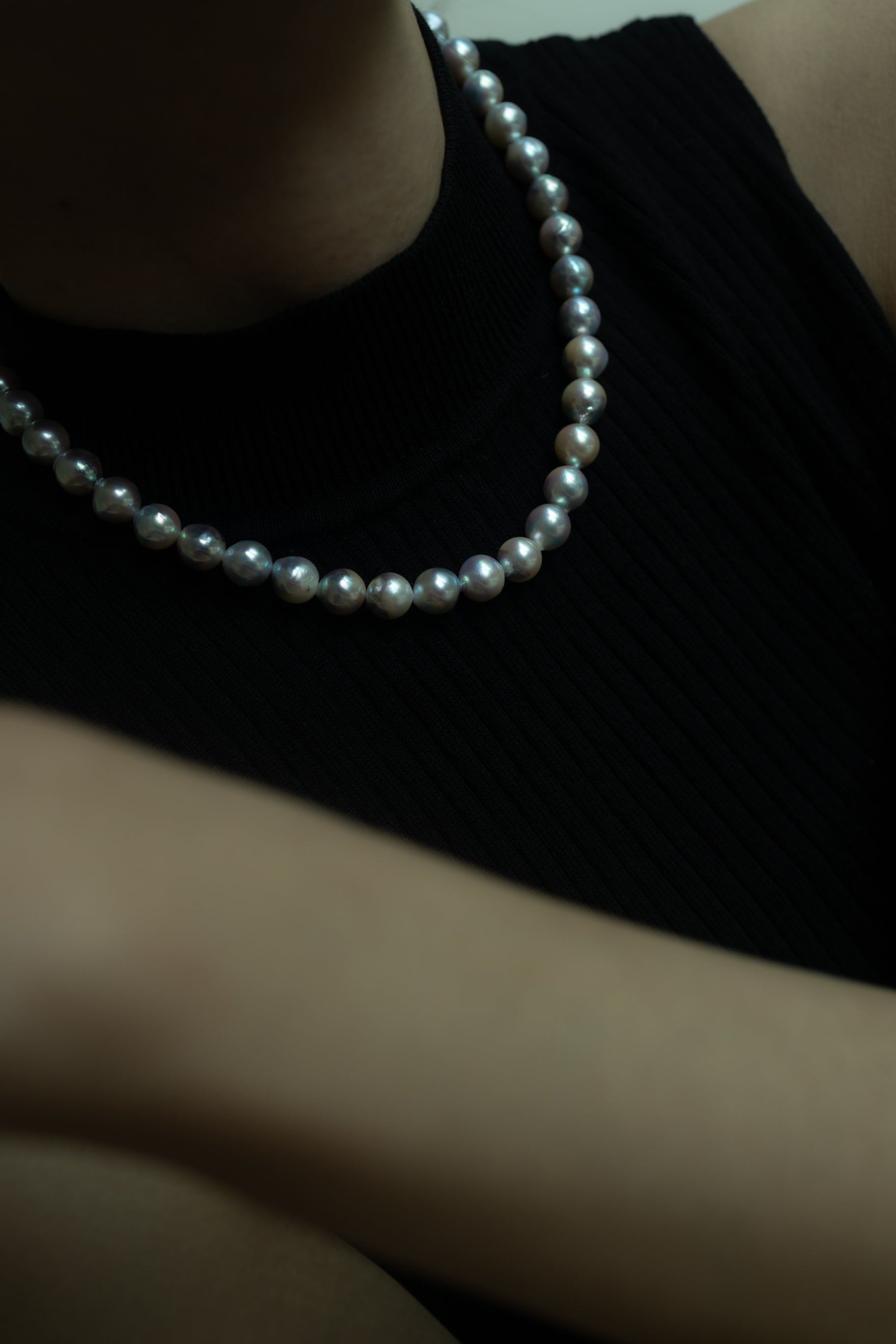 Natural Blue Akoya Pearl Necklace