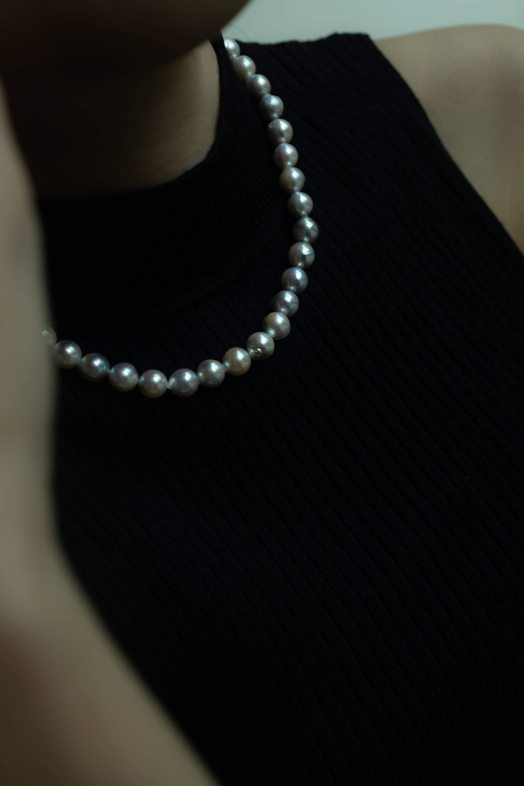 Natural Blue Akoya Pearl Necklace