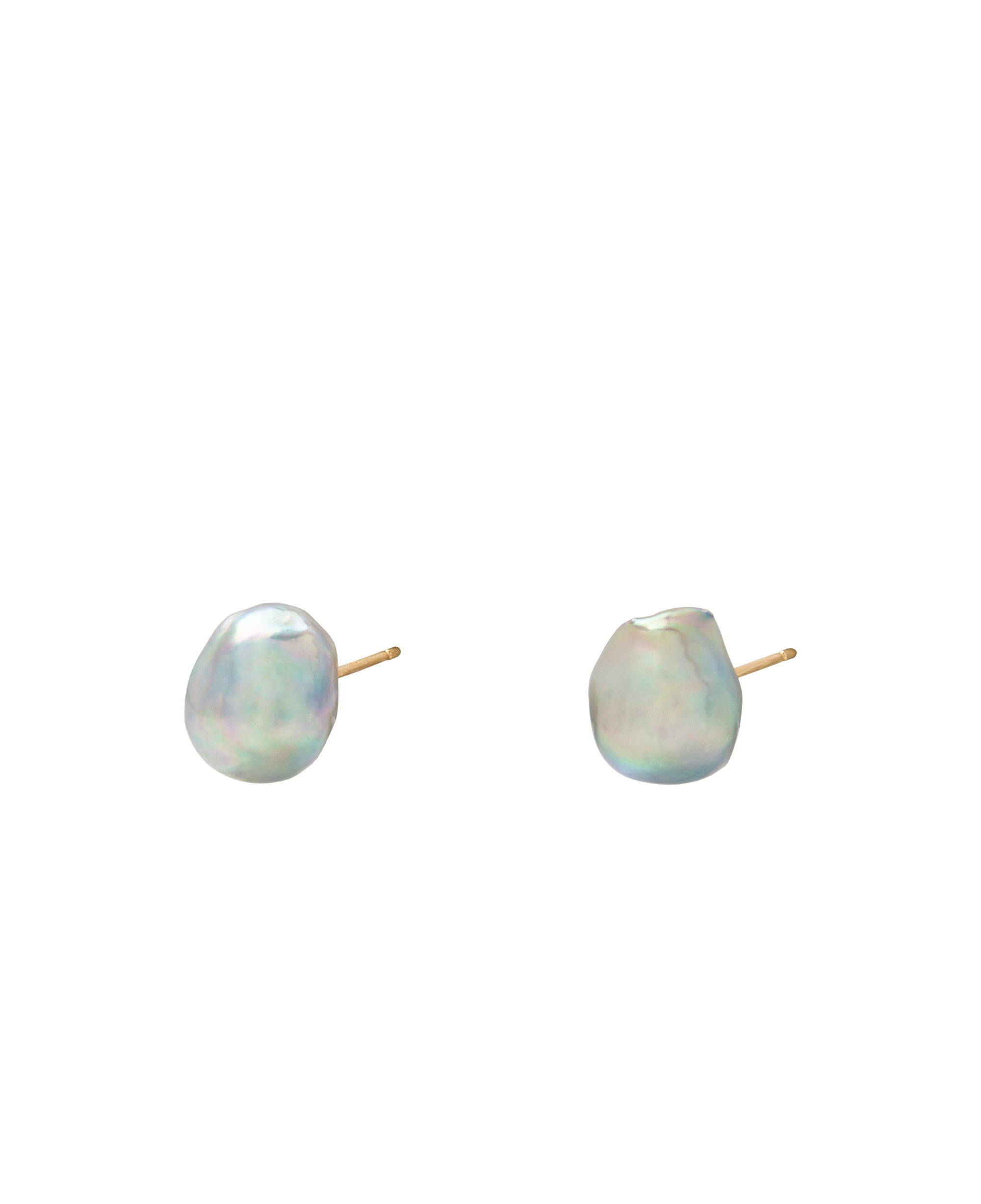 Akoya Pearl Natural Blue Baroque Ear Studs 18k