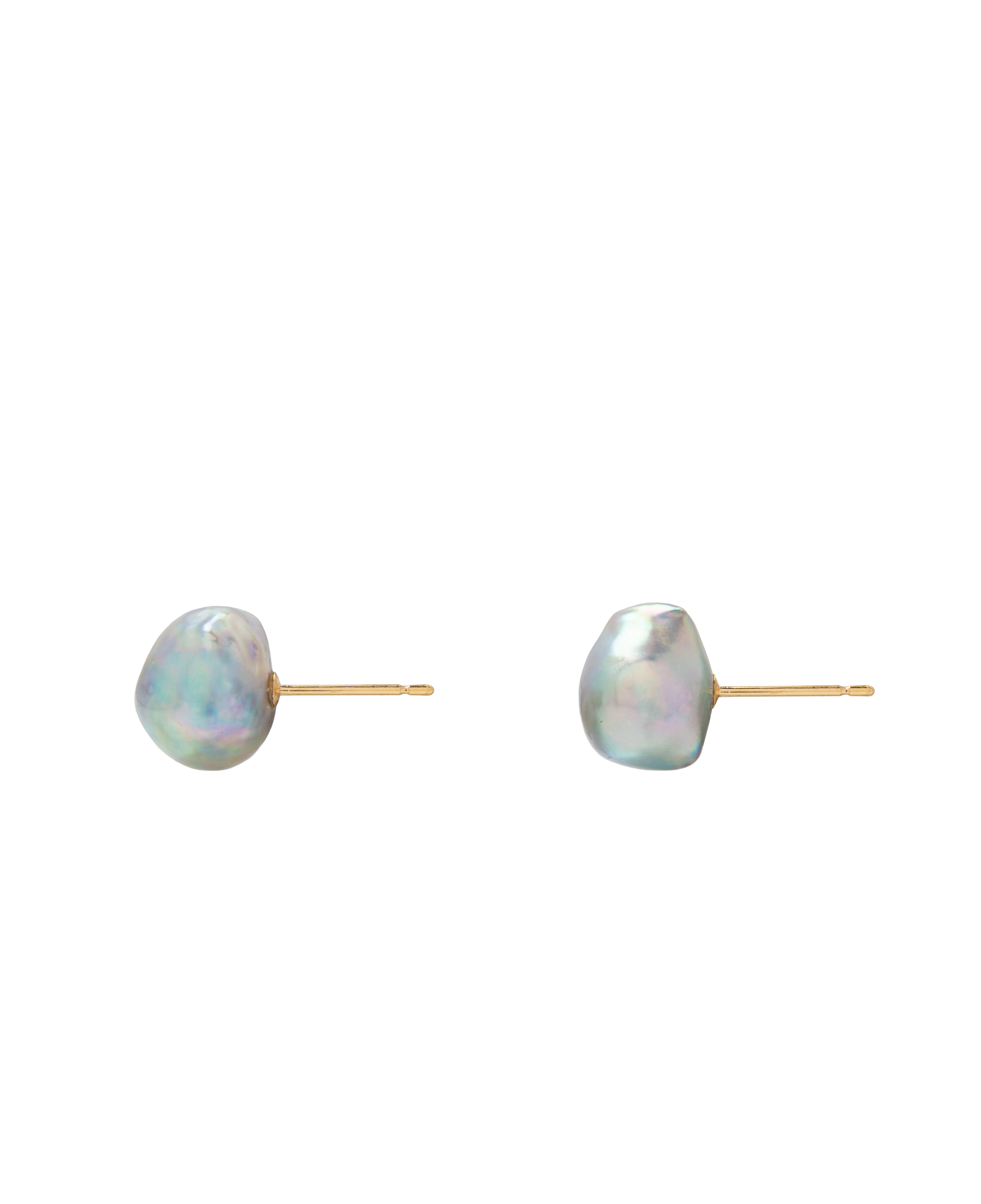 Akoya Pearl Natural Blue Baroque Ear Studs 18k