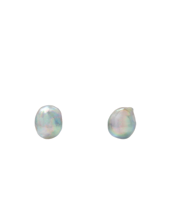 Akoya Pearl Natural Blue Baroque Ear Studs 18k