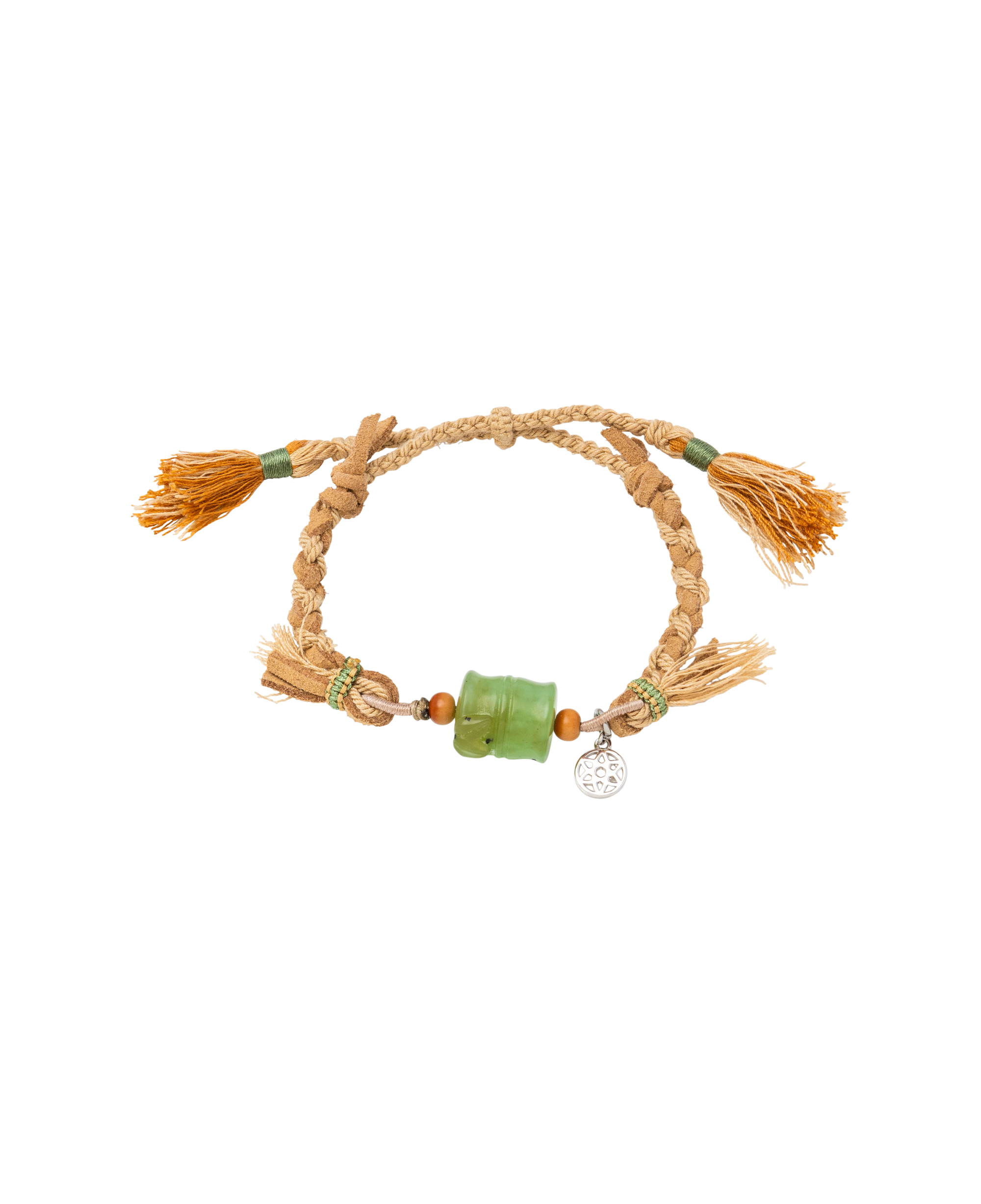 Nephrite Jade Green Bamboo Braid Bracelet