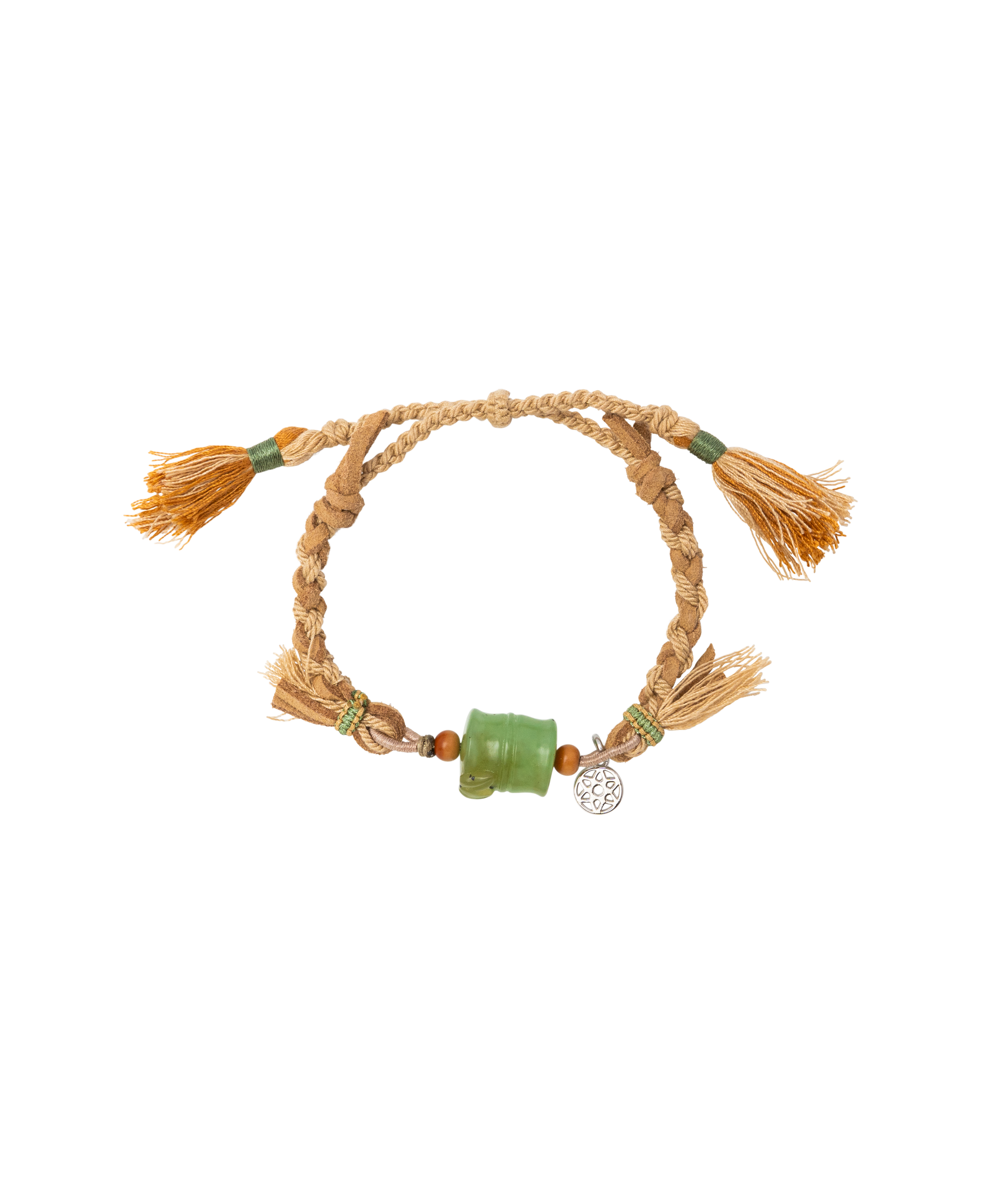 Nephrite Jade Green Bamboo Braid Bracelet