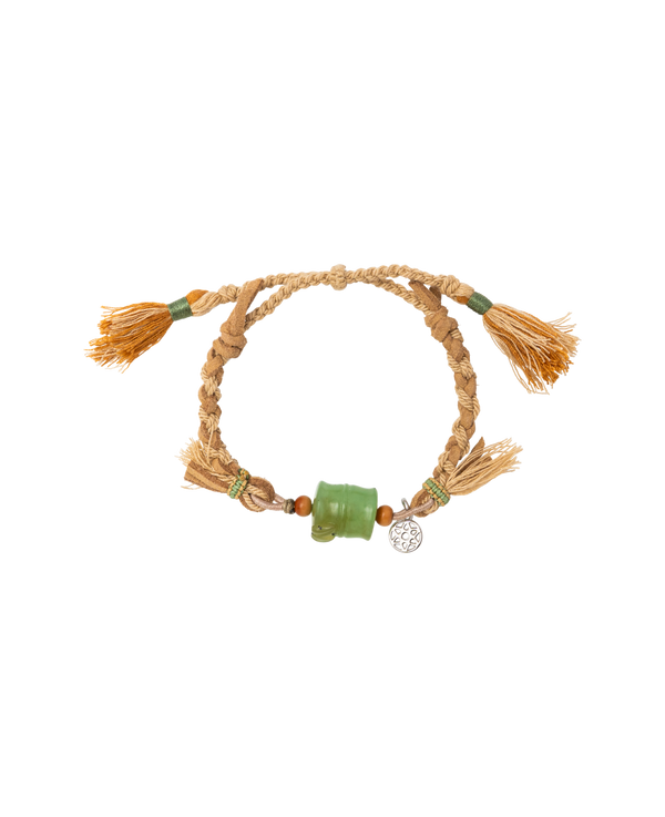 Nephrite Jade Green Bamboo Braid Bracelet