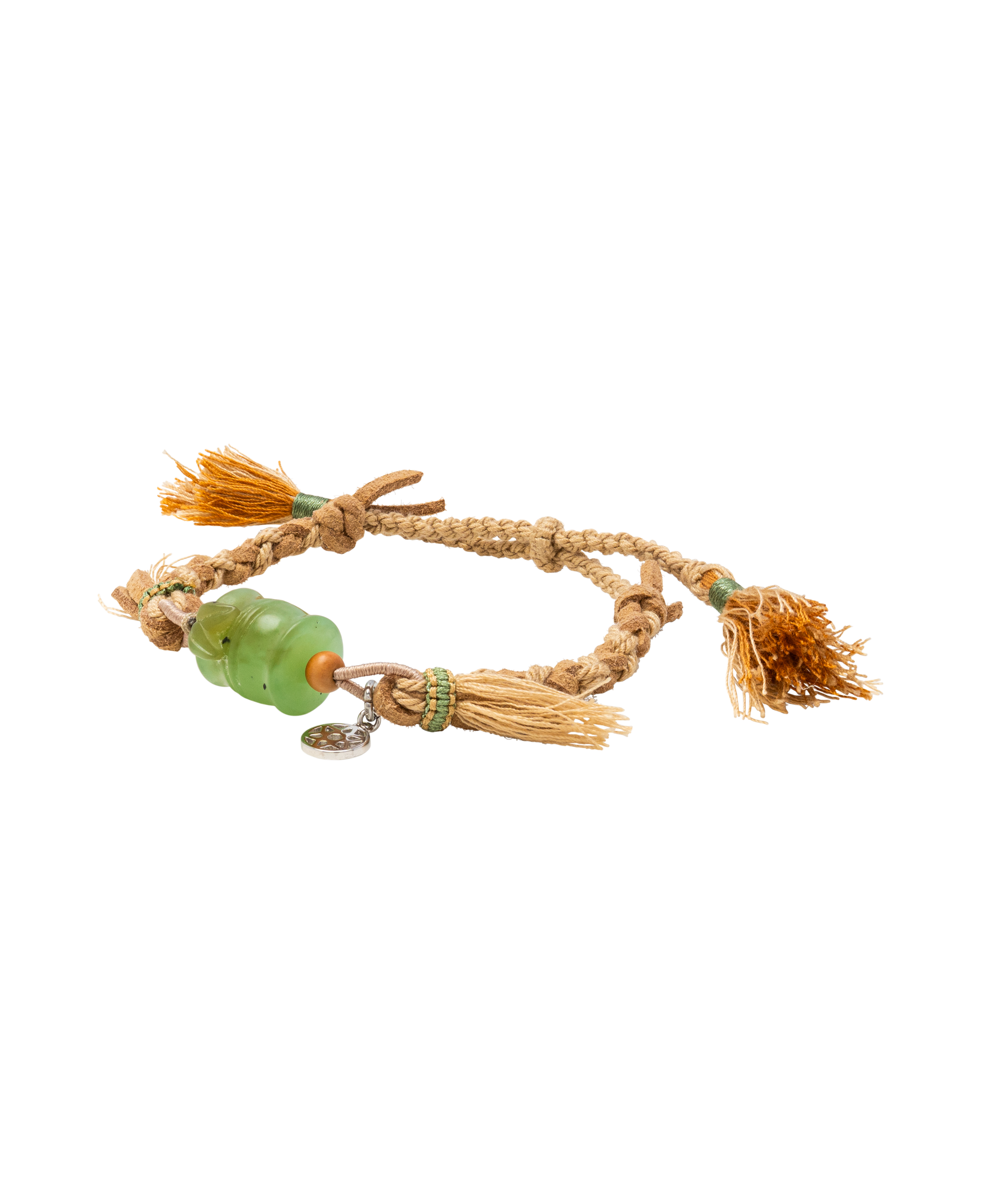 Nephrite Jade Green Bamboo Braid Bracelet