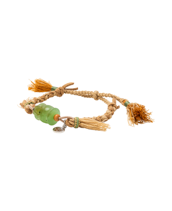Nephrite Jade Green Bamboo Braid Bracelet