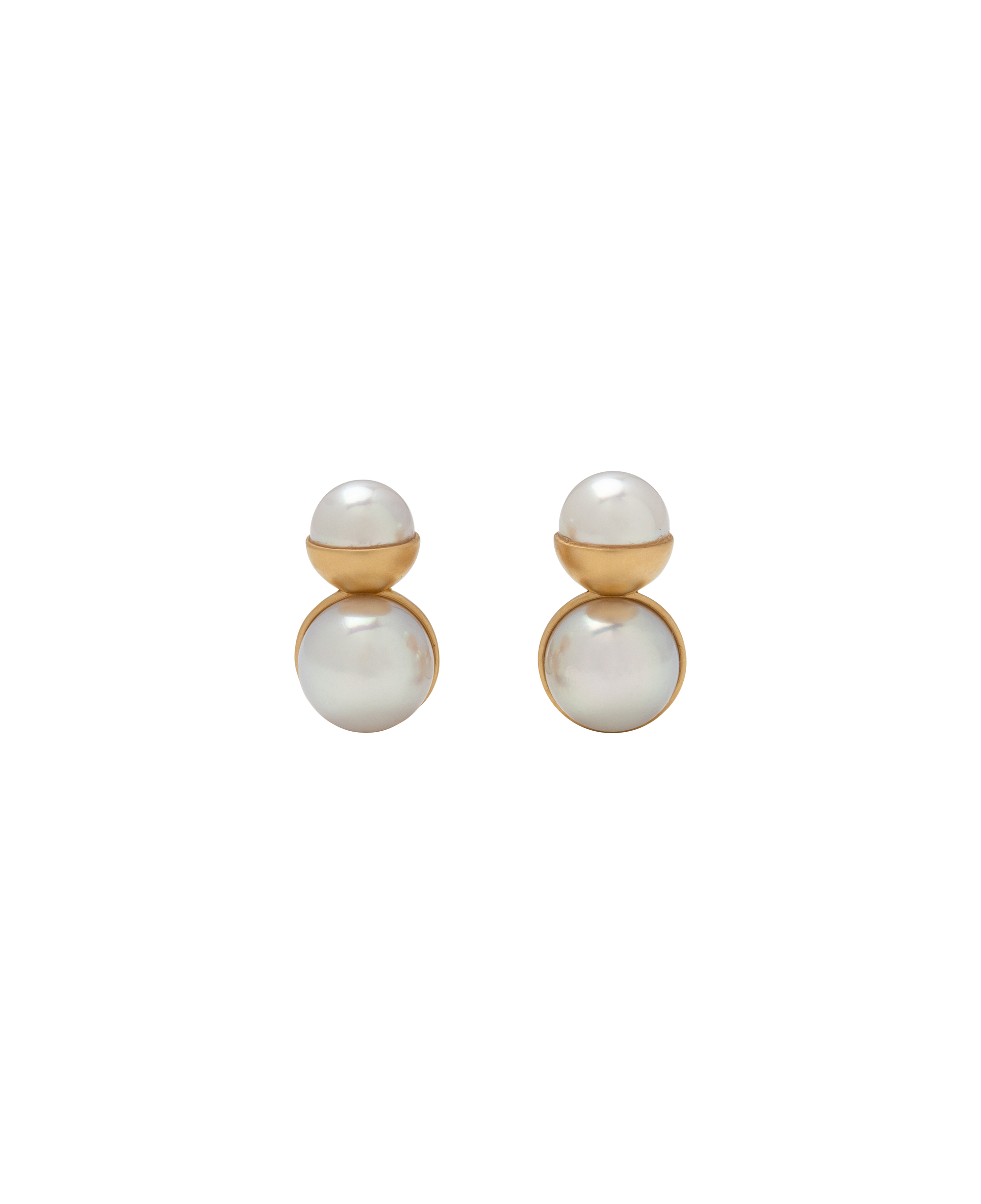 modern Akoya pearl ear studs from Yukimoto Bullet collection