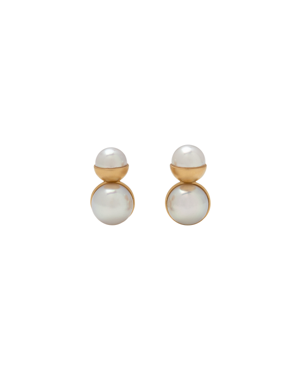 modern Akoya pearl ear studs from Yukimoto Bullet collection