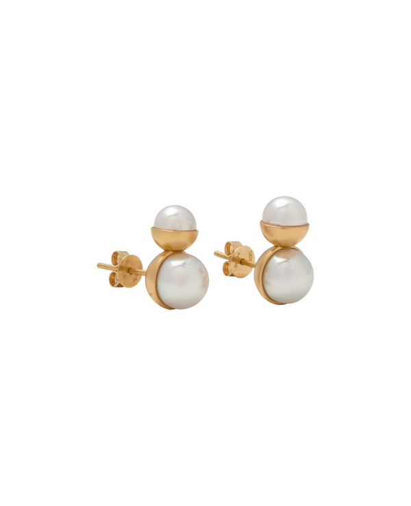 modern Akoya pearl ear studs from Yukimoto Bullet collection