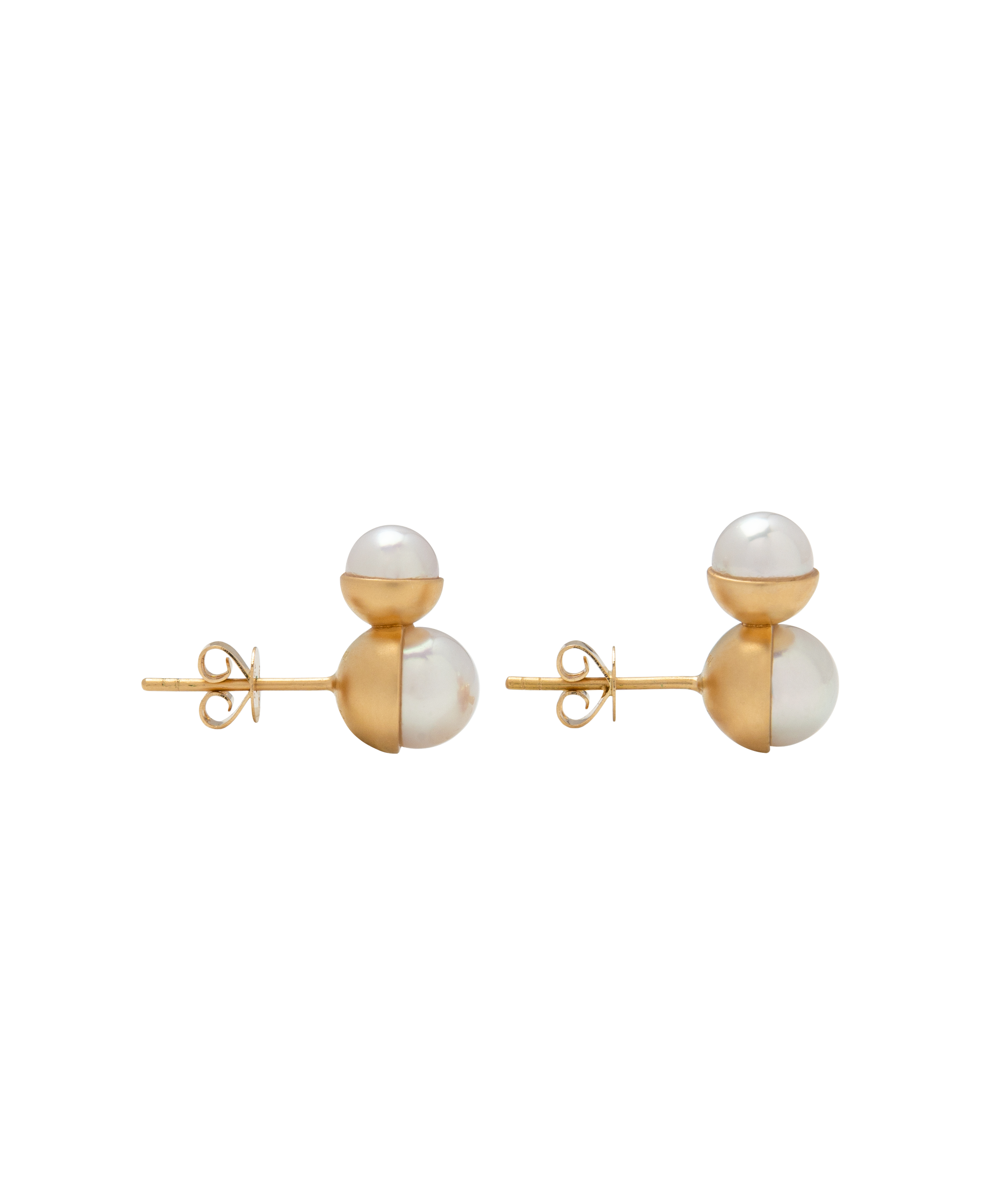 modern Akoya pearl ear studs from Yukimoto Bullet collection