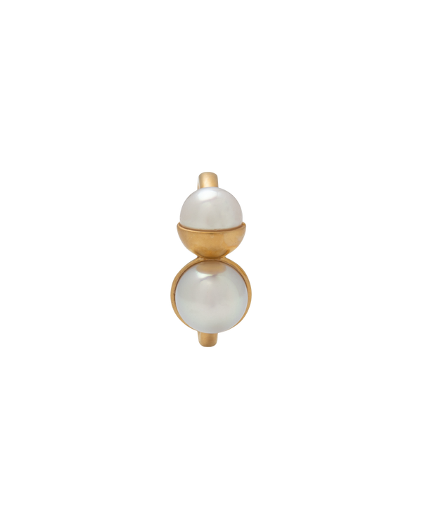 Yukimoto Japan-inspired Bullet Pearls ring featuring natural Akoya pearl and sculptural design