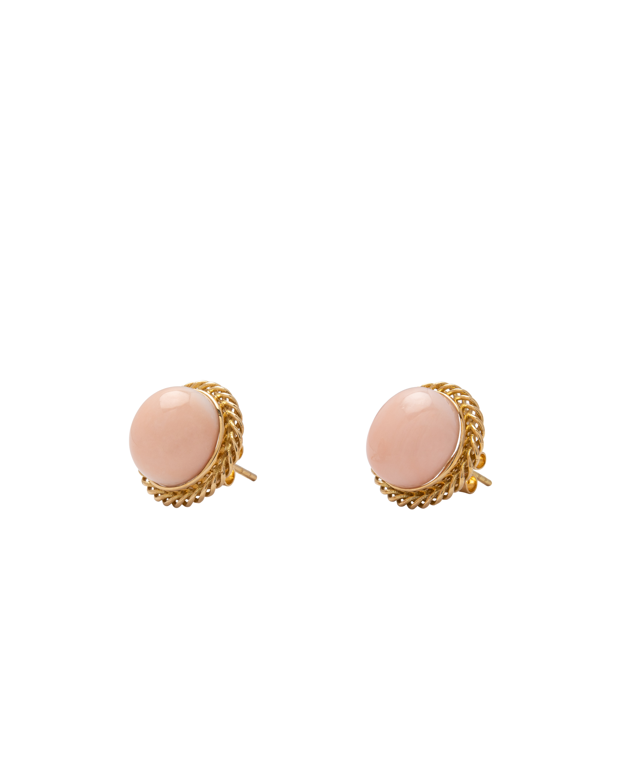 Angel's Skin Coral Ear Studs 18k