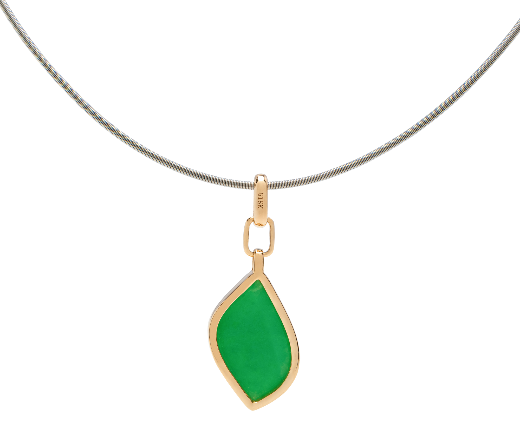 Chrysoprase Leaf Chain Pendant