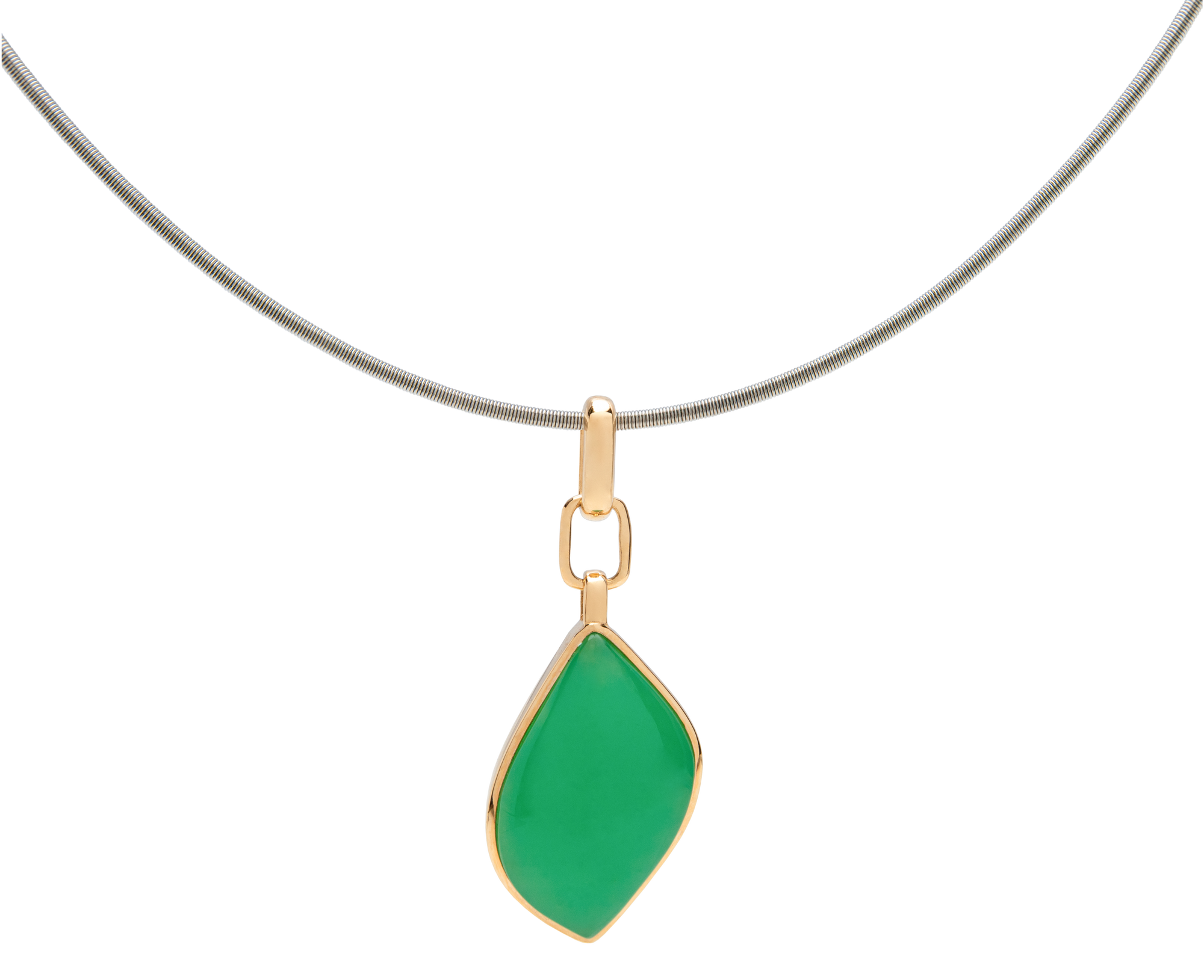 Chrysoprase Leaf Chain Pendant