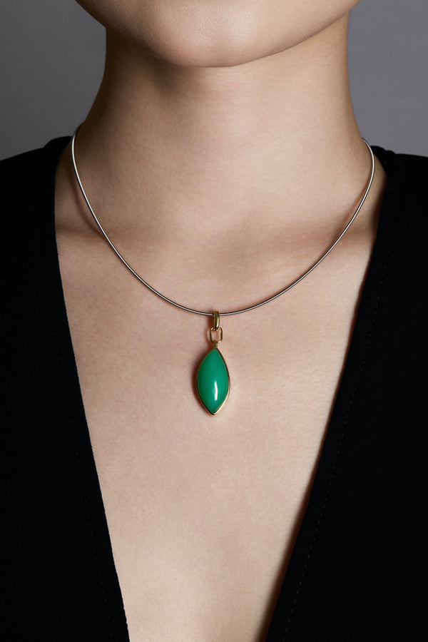 Chrysoprase Leaf Chain Pendant