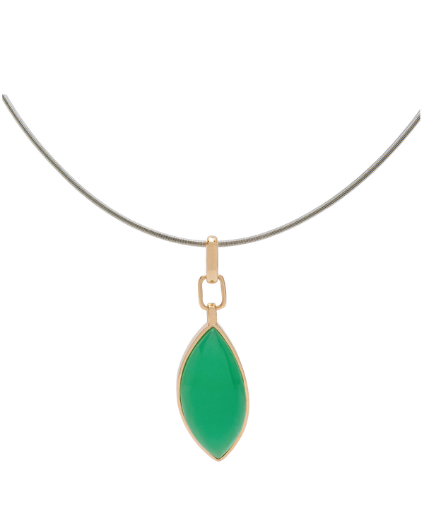 Chrysoprase Leaf Chain Pendant