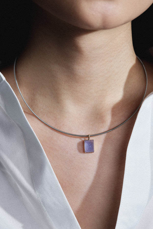 Argentina Blue Chalcedony Sugarloaf Pendant