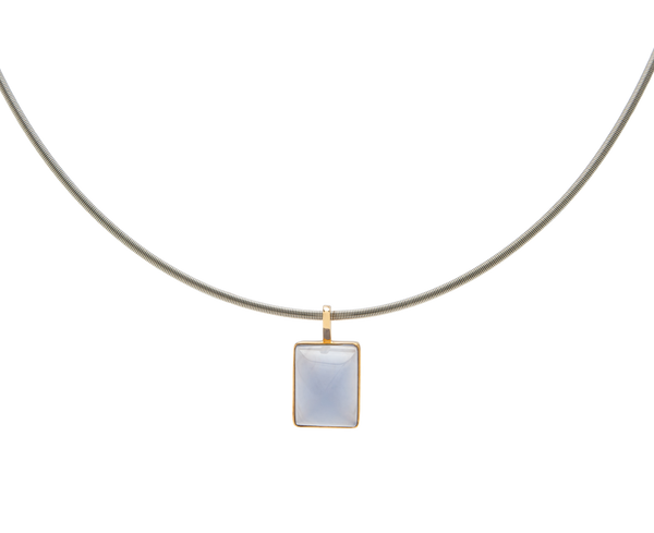 Argentina Blue Chalcedony Sugarloaf Pendant