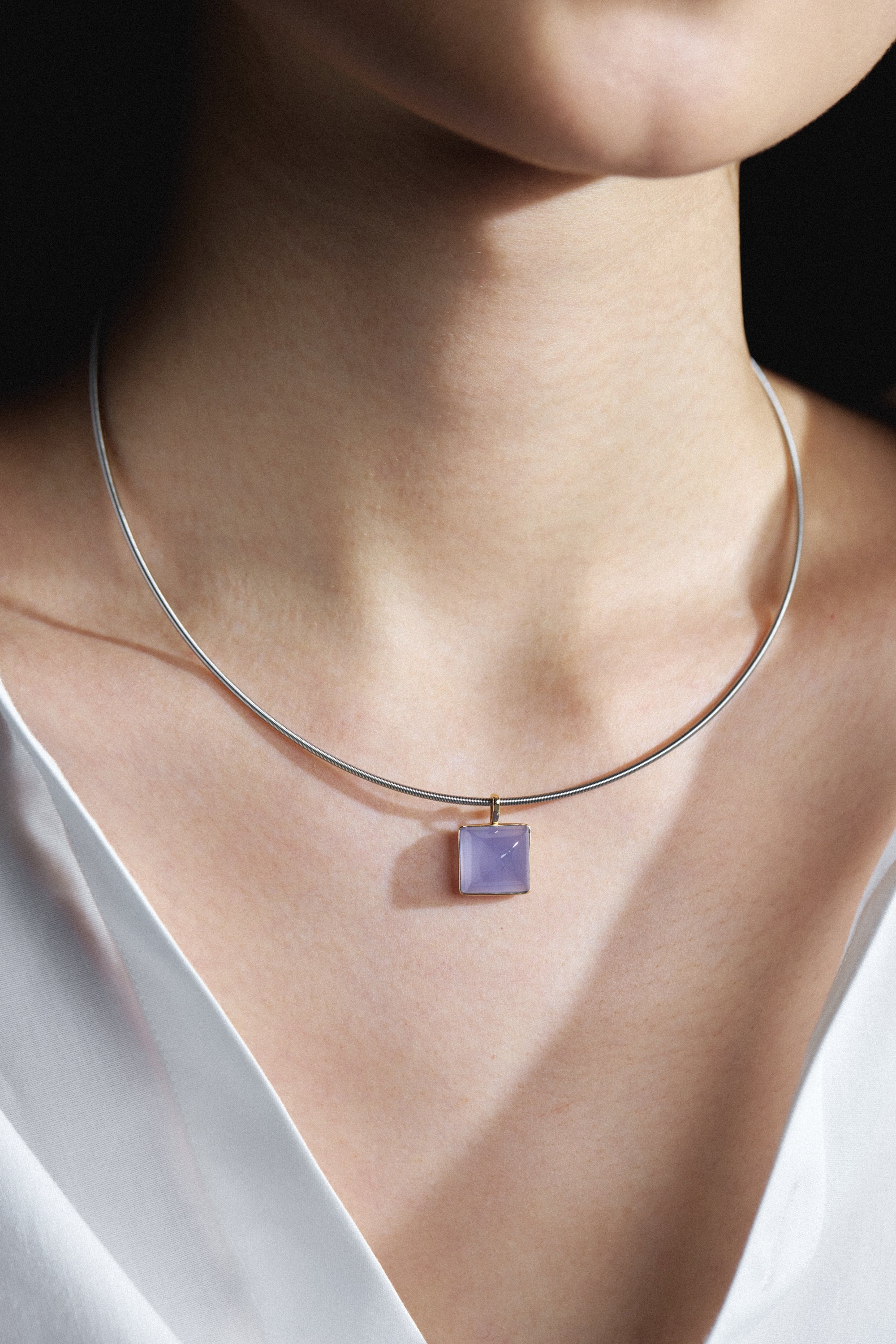 Argentina Blue Chalcedony Sugarloaf Pendant