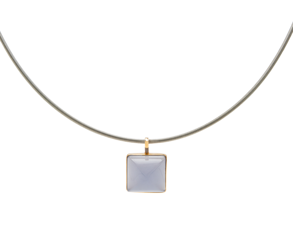 Argentina Blue Chalcedony Sugarloaf Pendant