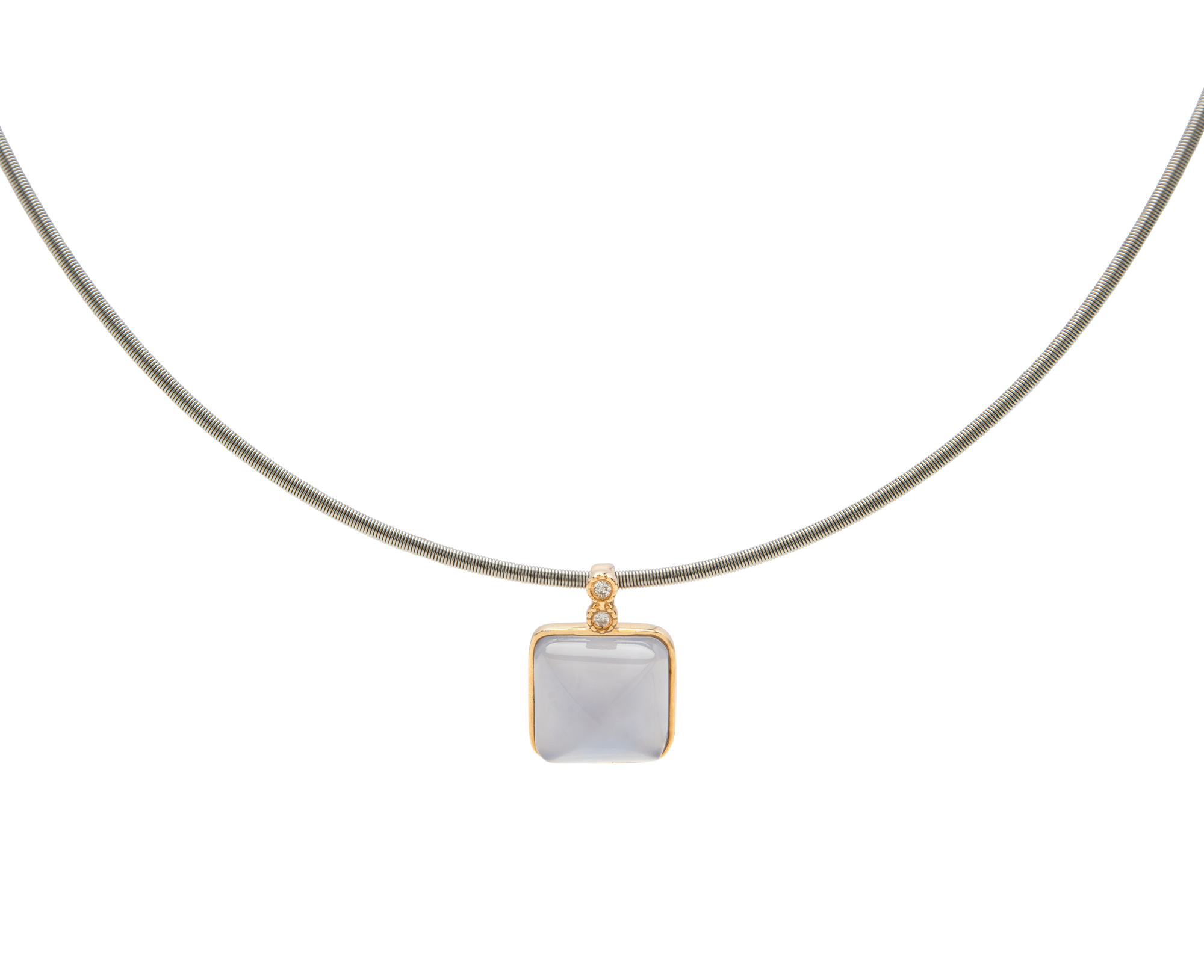 Argentina Blue Chalcedony Sugarloaf Diamond Pendant