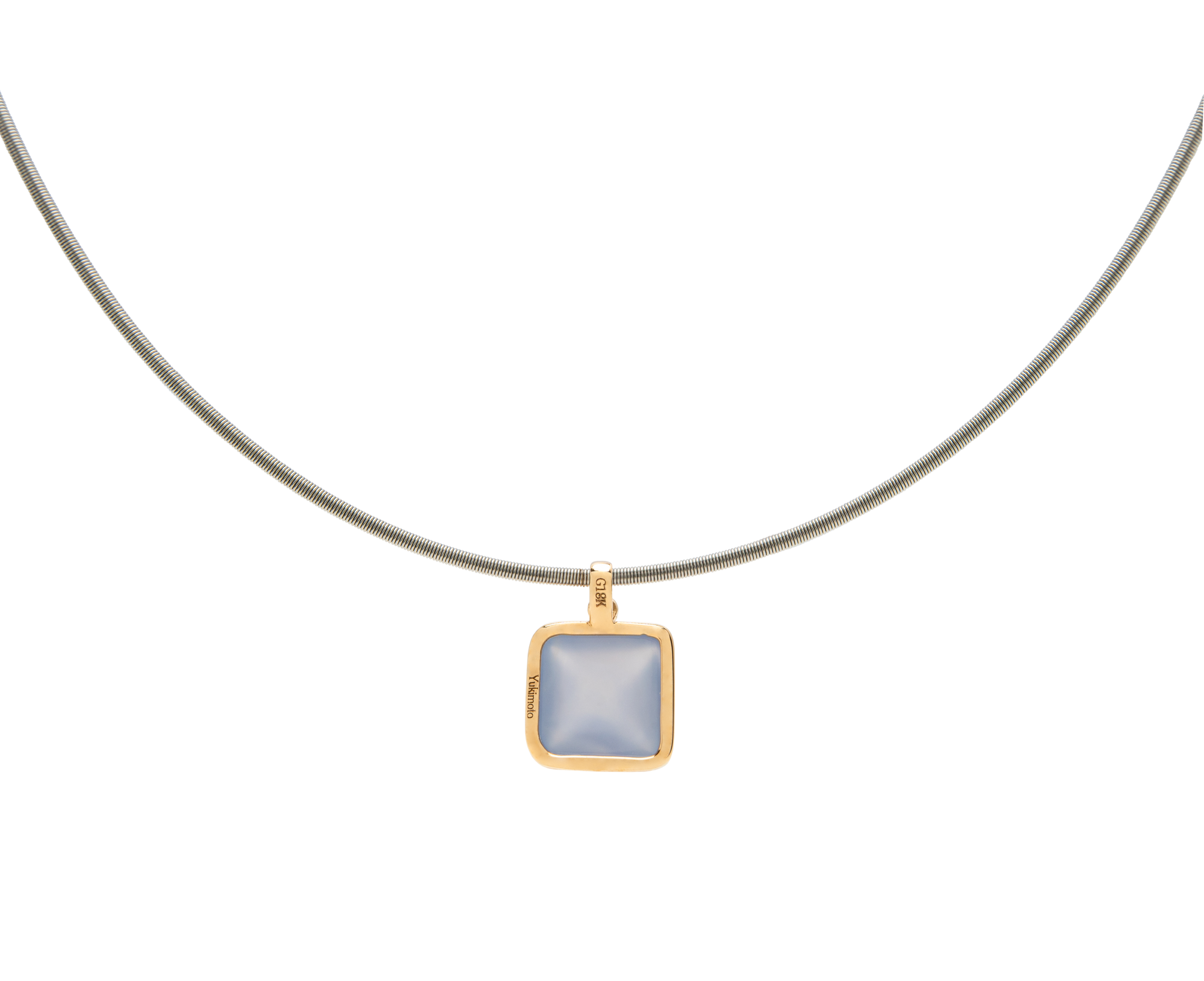 Argentina Blue Chalcedony Sugarloaf Diamond Pendant