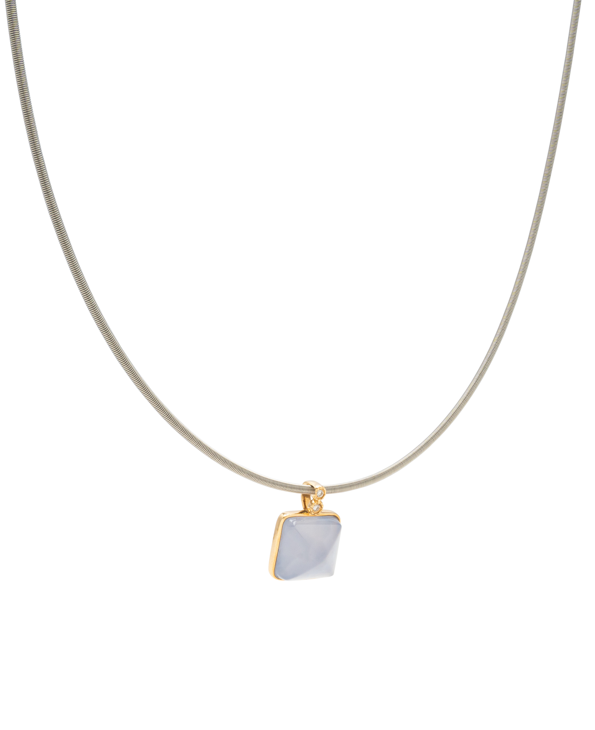 Argentina Blue Chalcedony Sugarloaf Diamond Pendant