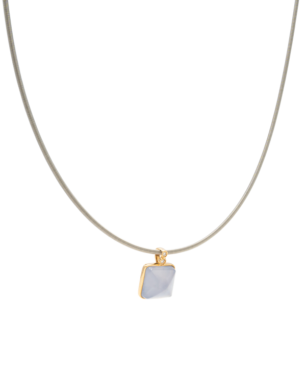 Argentina Blue Chalcedony Sugarloaf Diamond Pendant