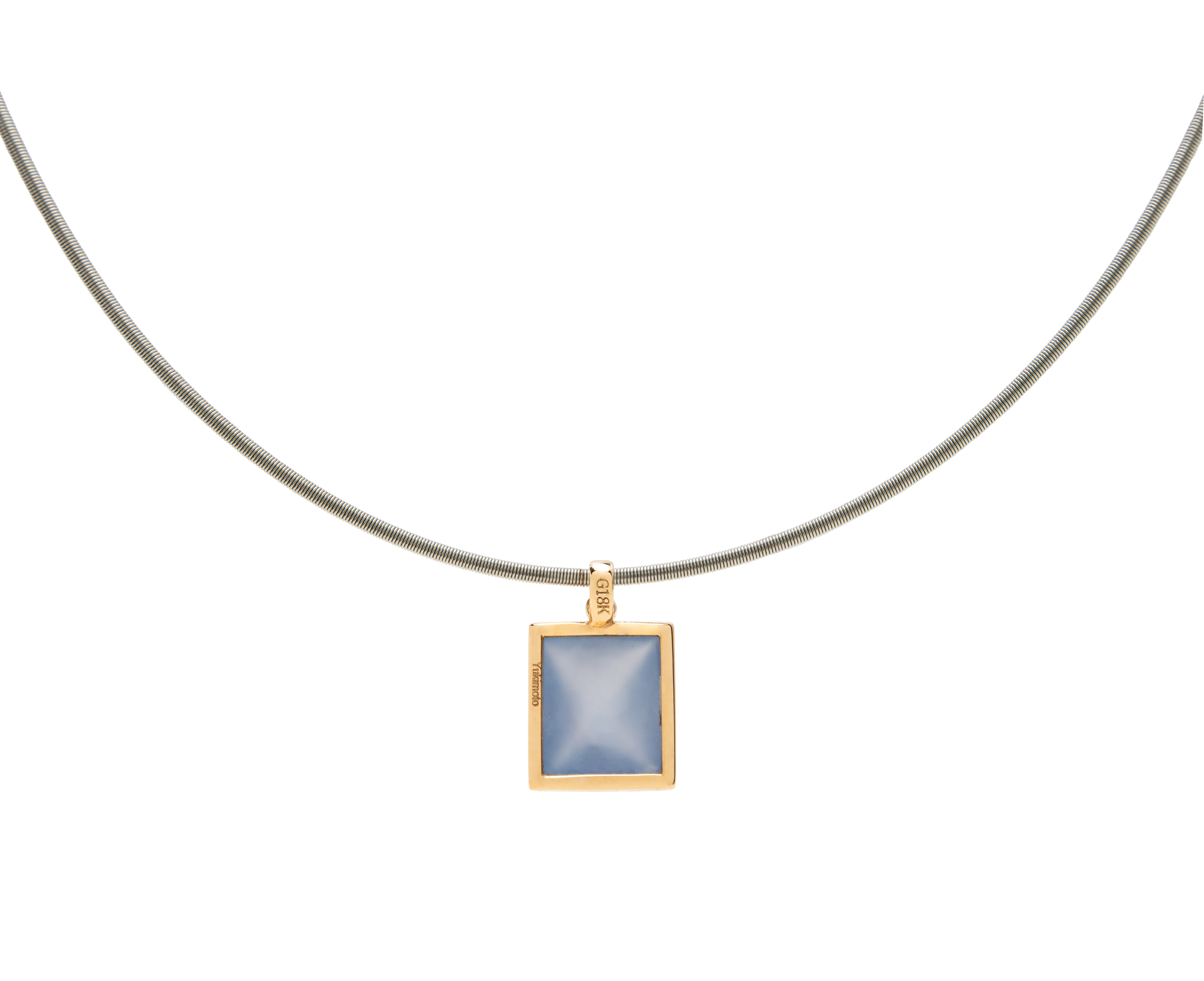Argentina Blue Chalcedony Sugarloaf Diamond Pendant