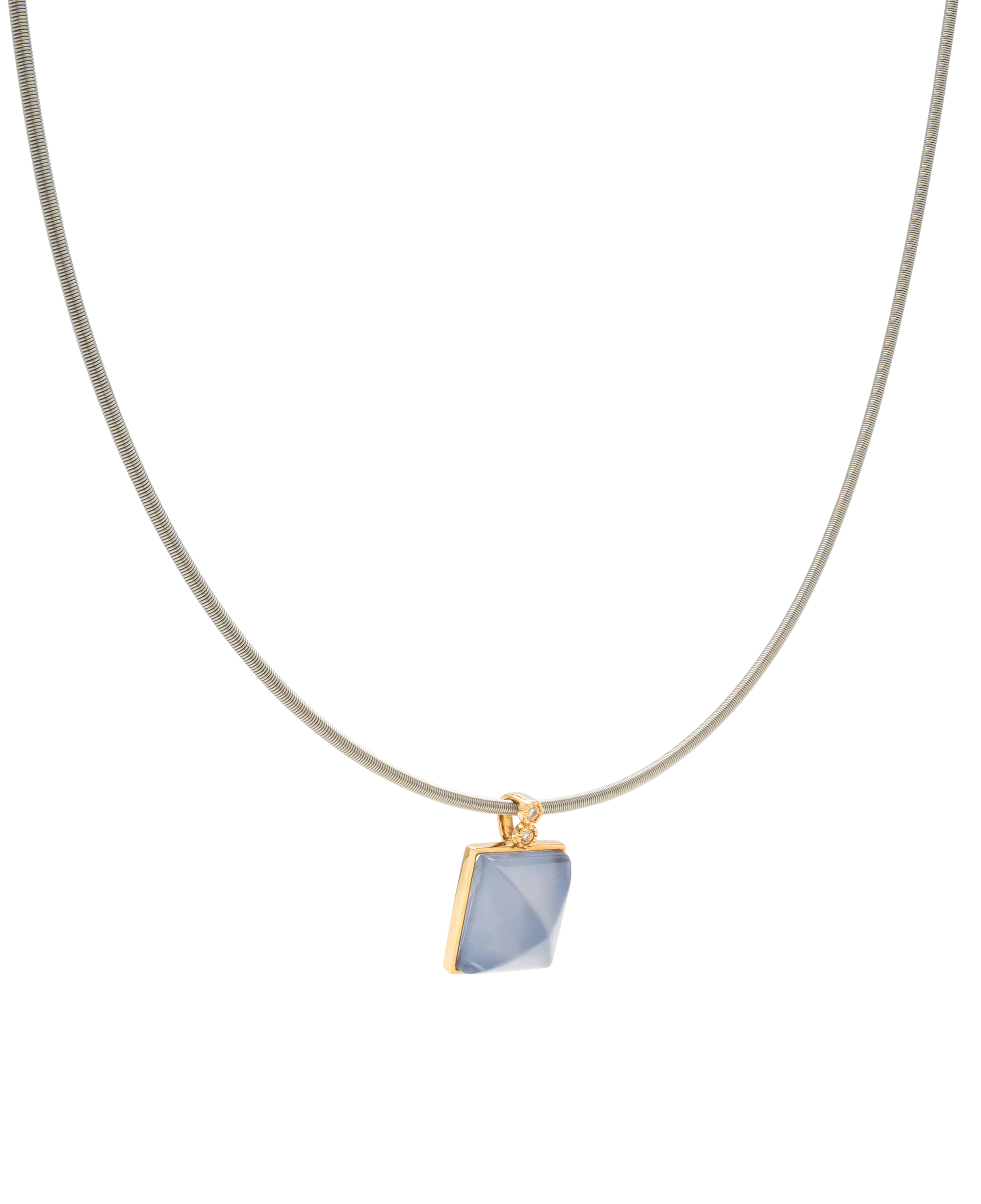 Argentina Blue Chalcedony Sugarloaf Diamond Pendant