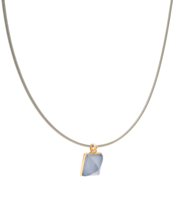 Argentina Blue Chalcedony Sugarloaf Diamond Pendant