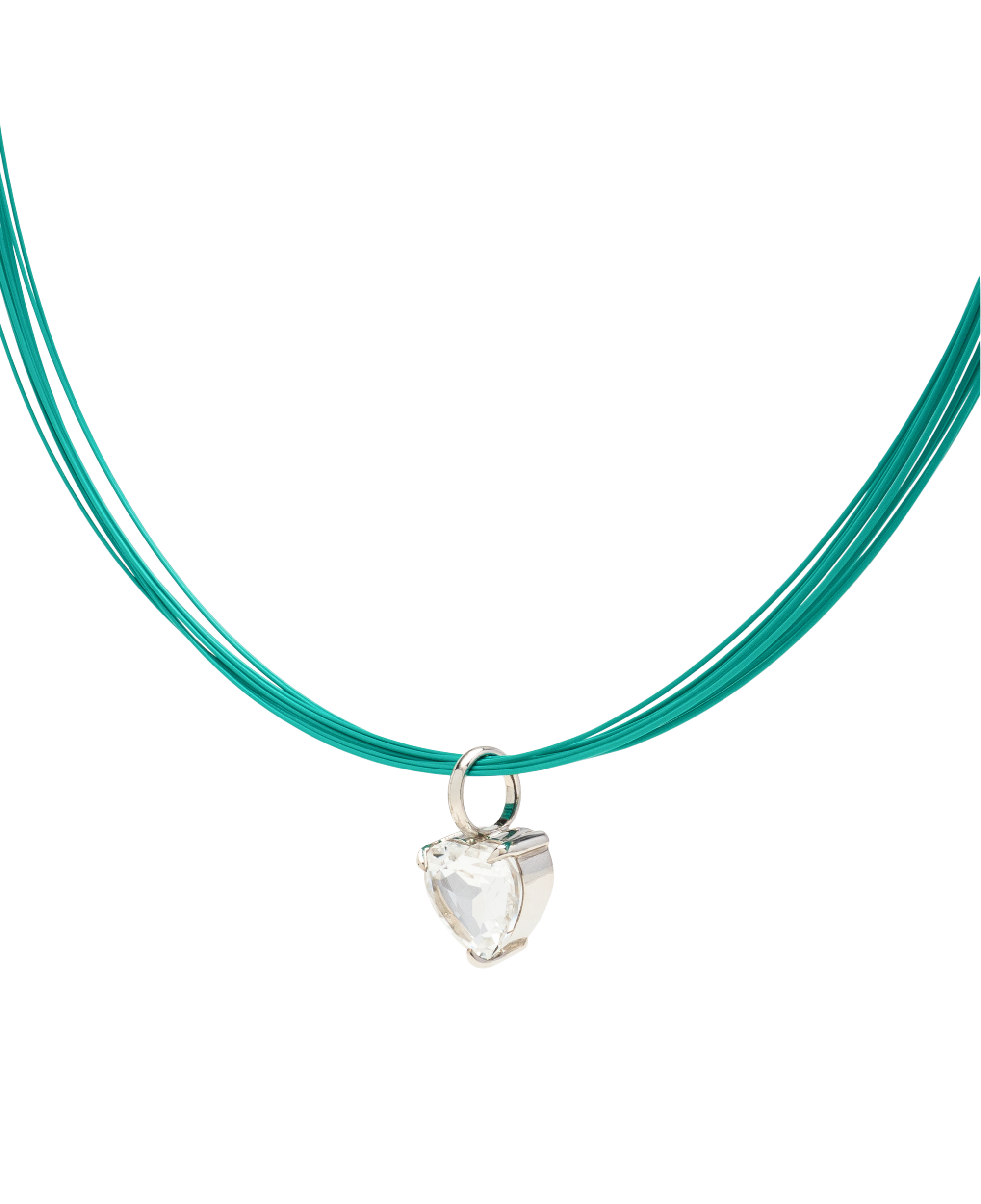 White Noise Beat Pendant Necklace featuring a crystal heart pendant on a turquoise wire.