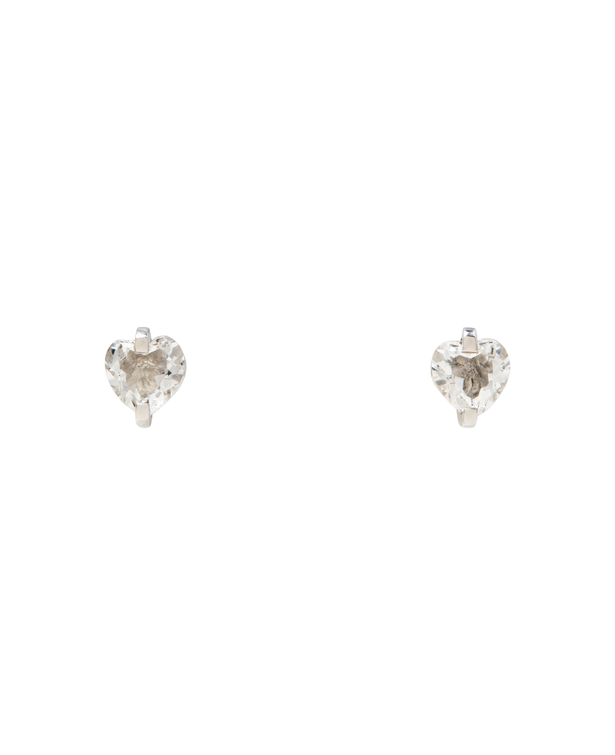 White Noise Pulse Studs featuring hand-cut rock crystals in sterling silver setting.