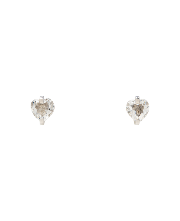 White Noise Pulse Studs featuring hand-cut rock crystals in sterling silver setting.